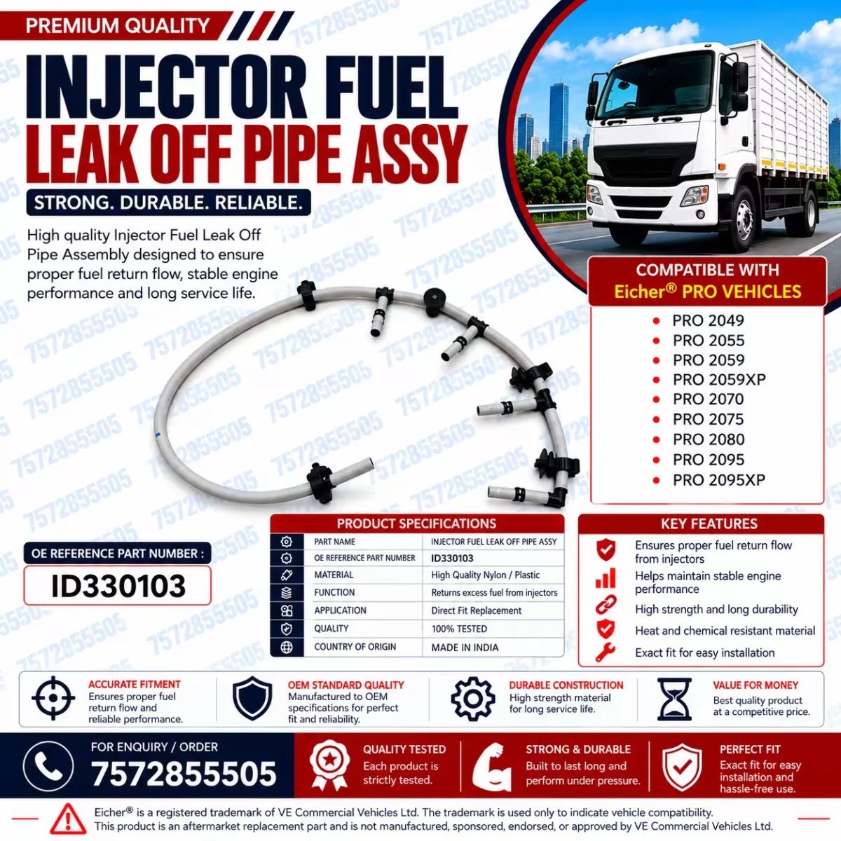 Injector Fuel Leak Off Pipe Assembly (Aftermarket Replacement Part)
